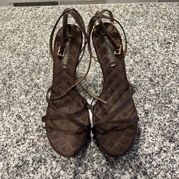 Bronze high heels strapped sandals - Picture 1 of 4